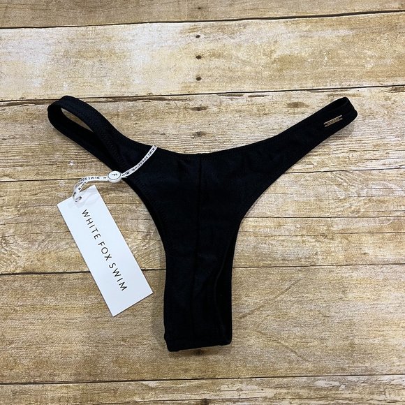 White Fox Boutique Other - NWT White Fox Stay Golden Bikini Bottoms in Shiny Black